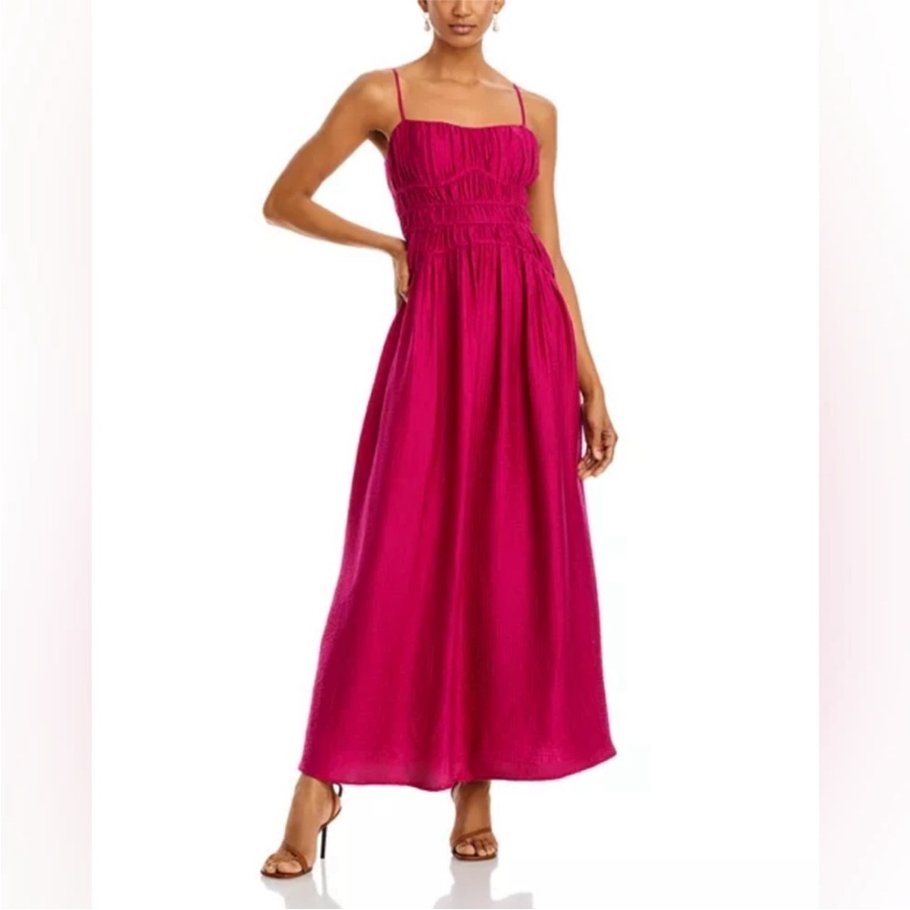Aqua Crinkle Smocked Maxi Dress